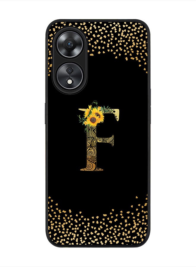 Stylizedd غطاء لهاتف Oppo A78 5G / Oppo A58 5G, جراب أسود متين نحيف يناسب الهاتف مع تصميم مخصص بحرف أول مونوغرام ونمط ماندالا وزهري - (أسود) - Image 1