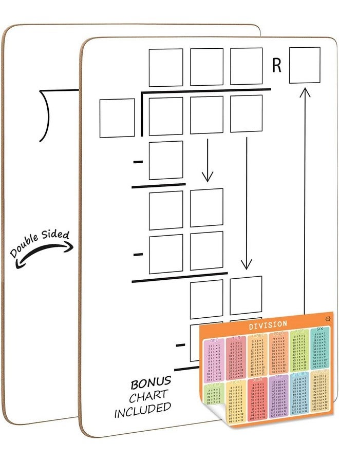 Scribbledo Dry Erase Division White Board 9X12Inch Small Division Chart Durable Portable Double Sided Math Manipulatives Practice Whiteboard For Kids Students Classroom And Home Long Division Lapboard - Image 1