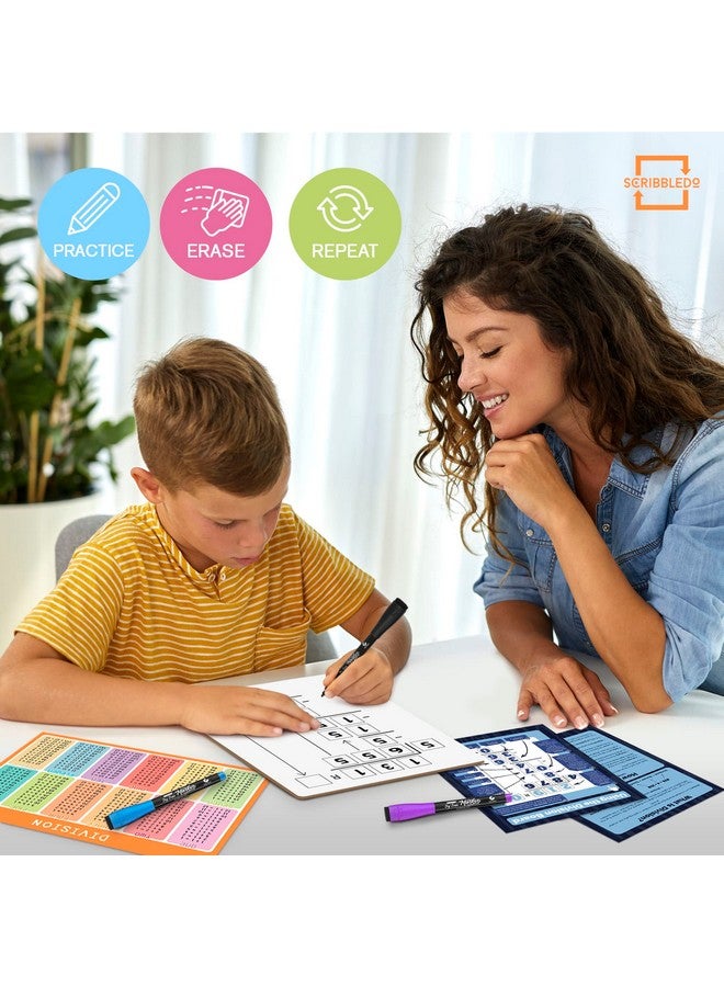 Scribbledo Dry Erase Division White Board 9X12Inch Small Division Chart Durable Portable Double Sided Math Manipulatives Practice Whiteboard For Kids Students Classroom And Home Long Division Lapboard - Image 4