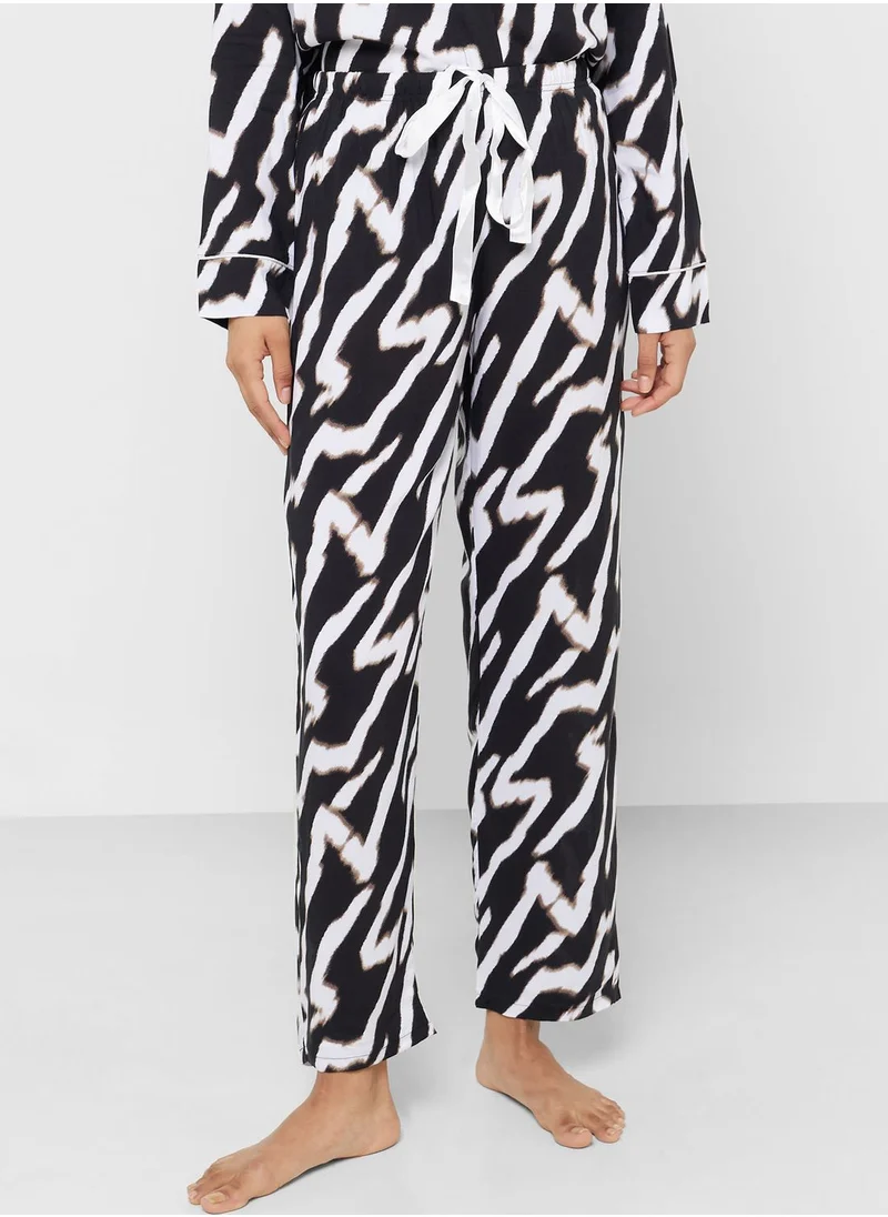 جينجر Zebra Print Shirt & Pyjama Set With Belt