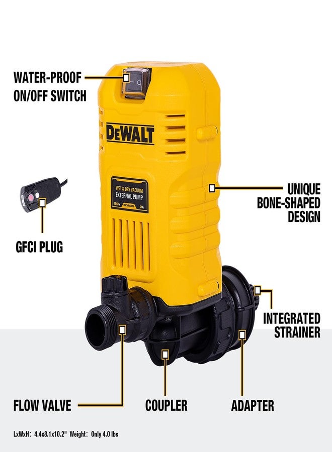 DEWALT Wet Dry Vac External Pump DXVPA101, Shop Vac Accessory for Hard to Reach Areas, 60 Ft Lift, 11 Gal/Min Flow, 19 Ft Cord - Image 3