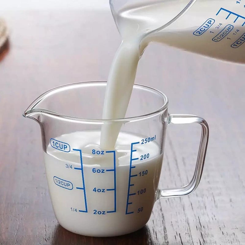TKUS 250ml 500ml Heat-resisting Glass Measuring Cup Milk Scale Microwave Measure Jug - Image 1