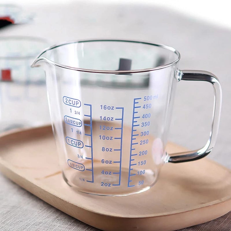 TKUS 250ml 500ml Heat-resisting Glass Measuring Cup Milk Scale Microwave Measure Jug - Image 2