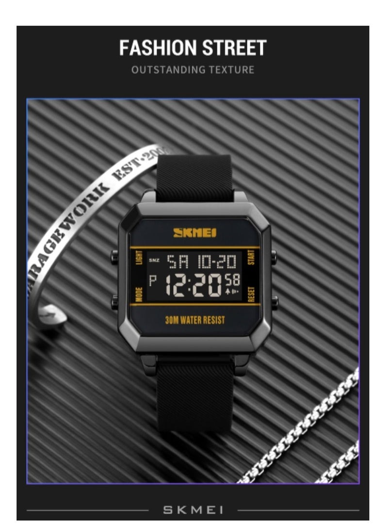 SKMEI - Watches for Men Fashion Sport Water Resistant Silicone Digital Watch Black 1848 - Image 1