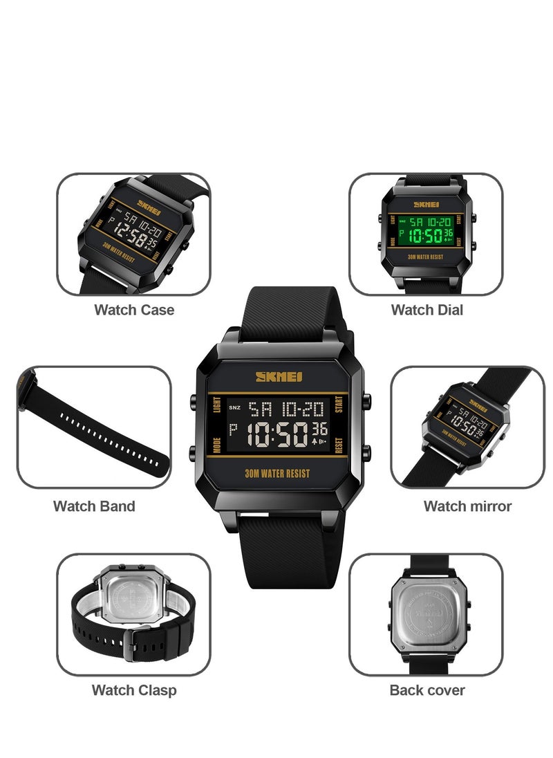 SKMEI - Watches for Men Fashion Sport Water Resistant Silicone Digital Watch Black 1848 - Image 1