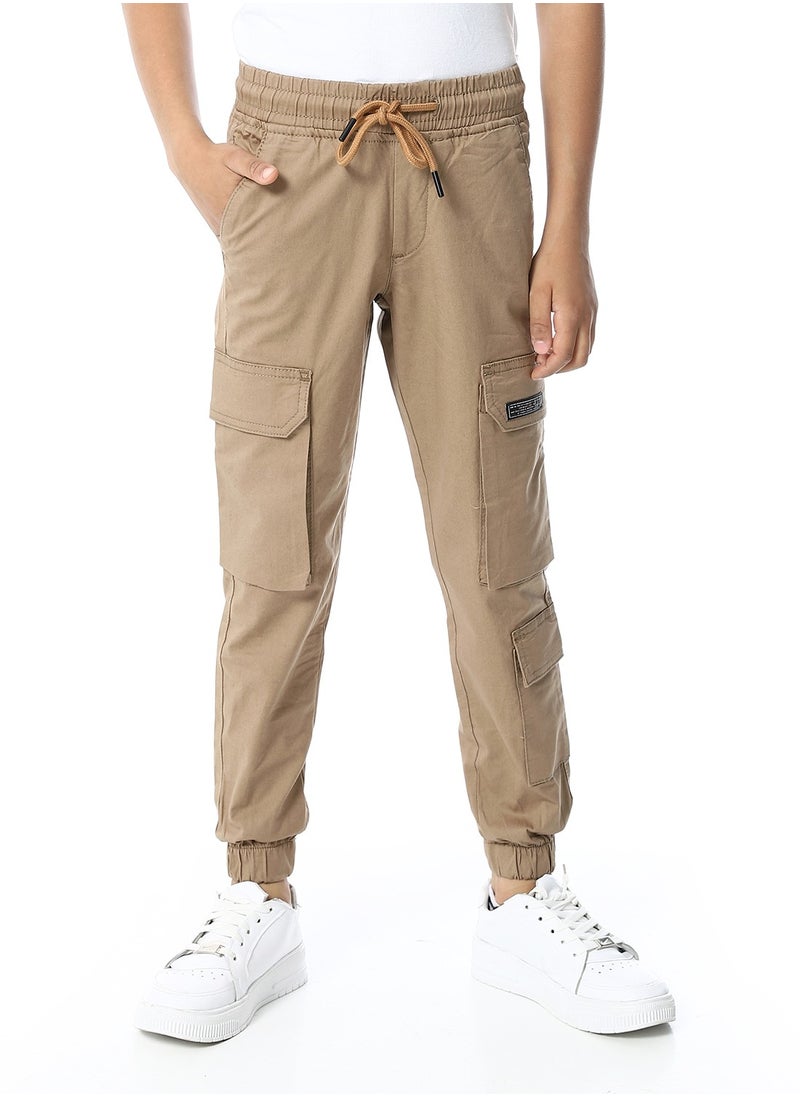 Andora Elastic Waist Boys Cargo Pants_Dark Beige  - Image 1