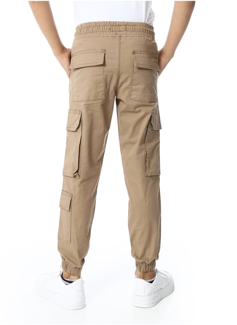 Andora Elastic Waist Boys Cargo Pants_Dark Beige  - Image 3