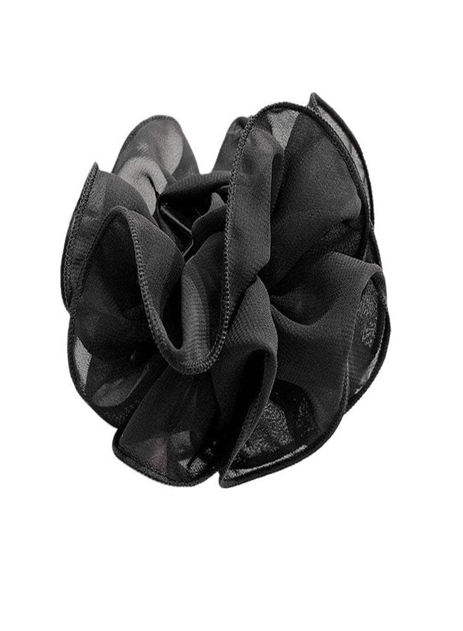 GANPUB Black Large Chiffon Claw Clip Hair Bow Large Size Black Fabric Ribbon Flower Rose For Women Clamps Accessories Clips Jaw Claw,Hair Accessories,Clips and Barrettes - Image 1