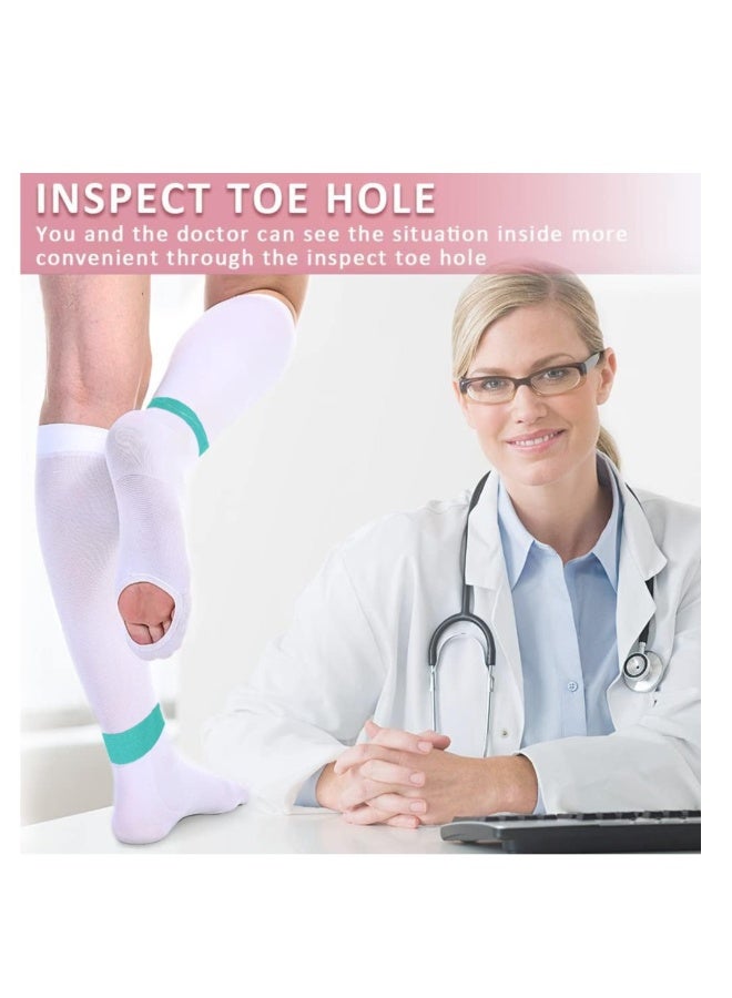 Anti Embolism Stockings Thigh High Knee High for Women, 15 20 mmHg Compression TED Hose Socks with Inspect Hole for the Recovery of Venous Thrombosis and Edema Green - Image 2