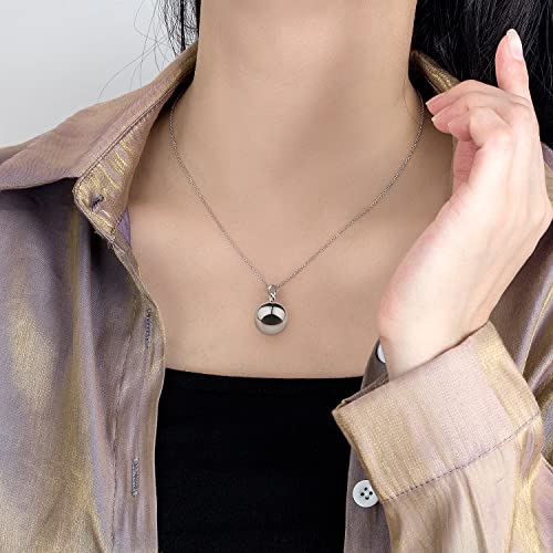 Dankadi Fashion Silver Harmony Ball Necklace Brilliant Chime Bola 20MM Pendant Choker 18 20 22 Beads Chain OChain Women Jewelry Gifts For Pet Cats Dogs 22 inches O Chain Style - Image 3