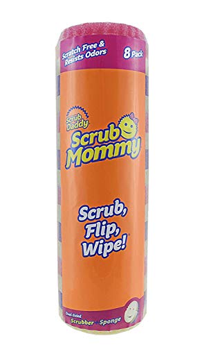 Scrub Daddy Scrub Daddy Scrub Mommy Dual Sided Sponge Scrubber Soft in Warm Water Firm in Cold FlexTexture Deep Cleaning Dishwasher Safe Multipurpose Scratch Free Odor Resistant Ergonomic 8ct roll