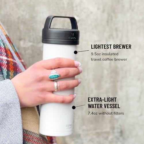 ESPRO P0 Ultralight French Press Coffee Maker for Travel, Vacuum Insulated Stainless Steel, 16 Ounces, Chalk White - Image 4