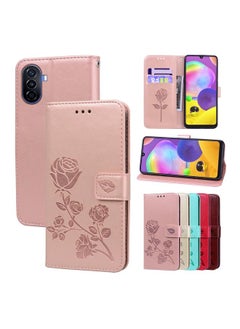 ماركة غير محددة جراب هاتف Huawei nova Y70 / Y70 Plus من الجلد الصناعي المنقوش باللون الوردي (ذهبي وردي) 