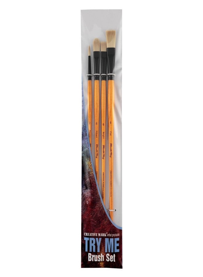 Creative Mark Mimik Hog Professional Synthetic Hog Bristle Paint Brush - Try-Me Set of 4 - Image 1
