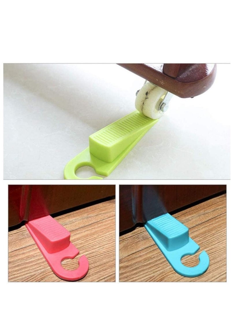 Captaintech Door Stops - Pack of 4 Rubber Security Wedge for Bottom of on Carpet, Concrete, Tile, Linoleum & Wood - Heavy Duty Stoppers, For All Floor Types, Decorative Stopper Includes ABS Hook - Image 2