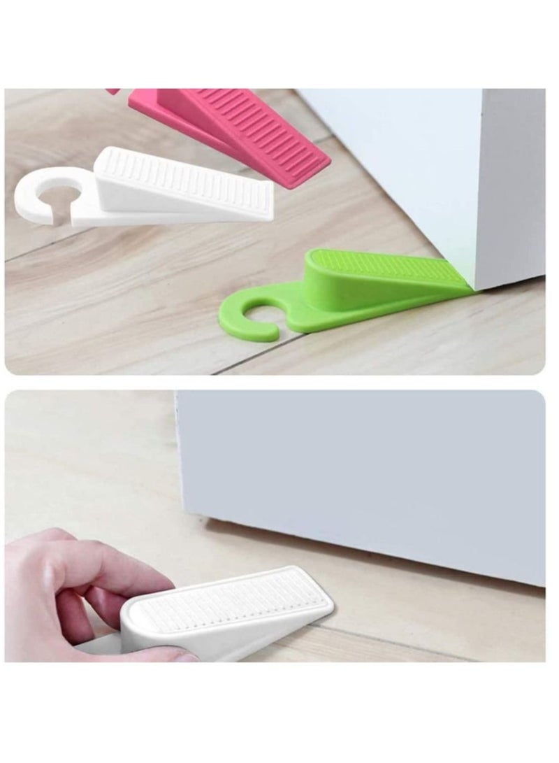 Captaintech Door Stops - Pack of 4 Rubber Security Wedge for Bottom of on Carpet, Concrete, Tile, Linoleum & Wood - Heavy Duty Stoppers, For All Floor Types, Decorative Stopper Includes ABS Hook - Image 3