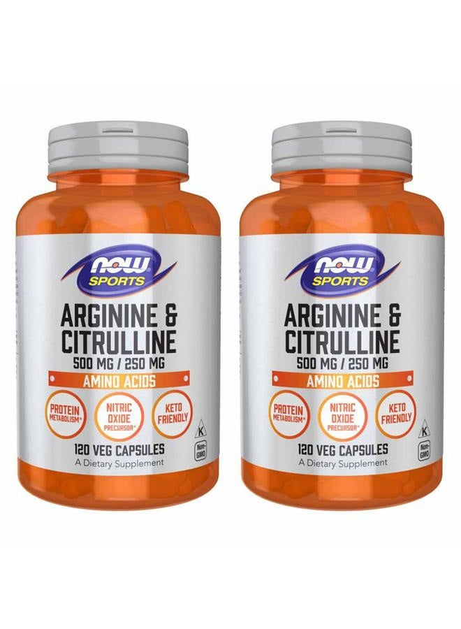 now Arginine & Citrulline 500/250mg - 120 Capsules (2 Pack) - Image 1