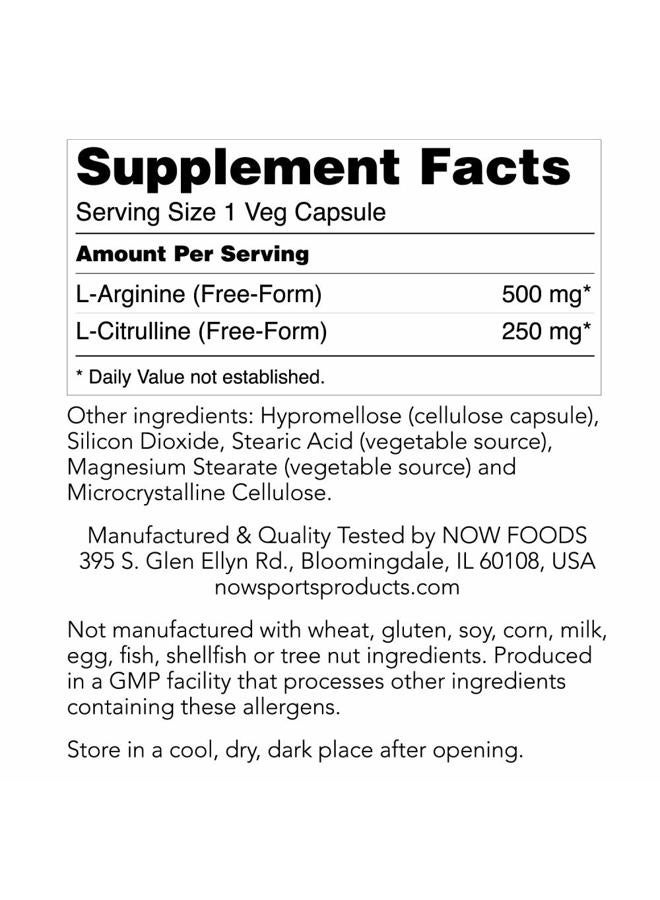 now Arginine & Citrulline 500/250mg - 120 Capsules (2 Pack) - Image 2
