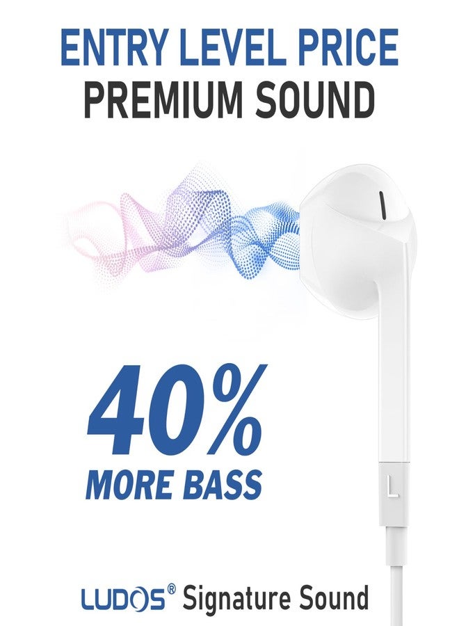 LUDOS FEROX Wired Earbuds in-Ear Headphones, 5 Year Warranty, Earphones with Microphone, Noise Isolation Corded for 3.5mm Jack Ear Buds for iPhone, Samsung, Computer, Laptop, Kids, School Students - Image 3