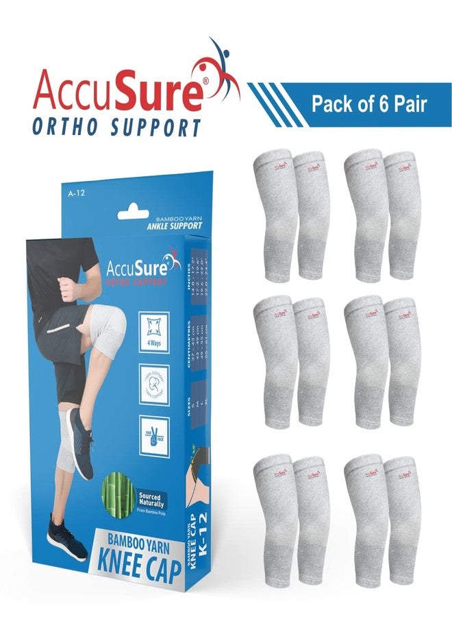 AccuSure Boombo Yarn Bamboo Knee Brace Compression Sleeve-Best Support For Arthritis,Acl,Gym,Running,Basketball,Meniscus Tear,Sports,Joint Pain Relief,Injury Recovery For Men,Women Pack Of 6 Pair - Image 2