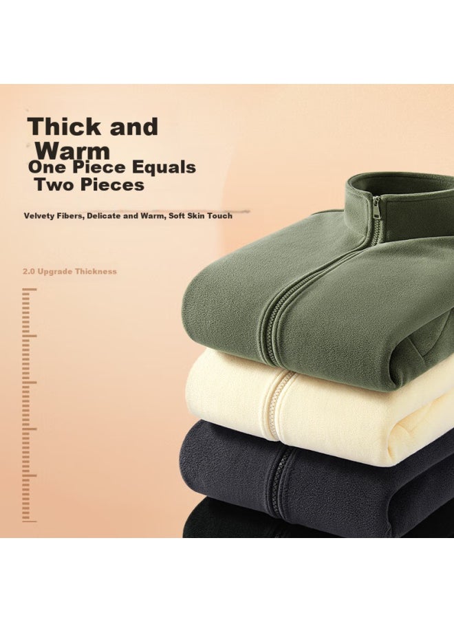 Miniso Miniso Men's Winter Fleece Jacket Warm Thickened Inner Lining Jacket Deep Gray L  - Image 5