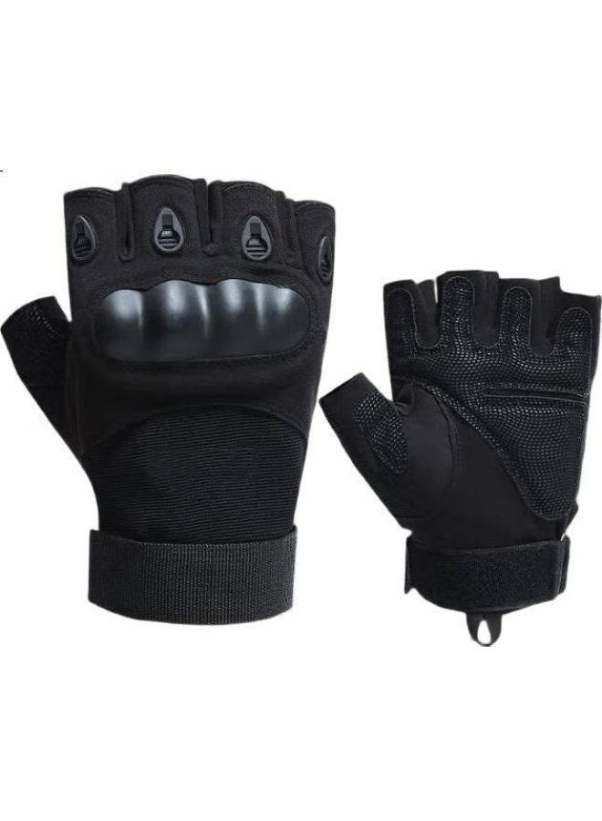 Lac Tactical Fingerless Gloves For Men, Combat Sports Hard Shell Protective Non-Slip Outdoor Cycling Gloves Motorcycle Gloves M - Image 1