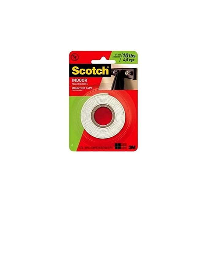 Scotch  3M 144 Scotch Indoor Mounting Tape (White, 25.4mm x 1.27m)  - Image 1