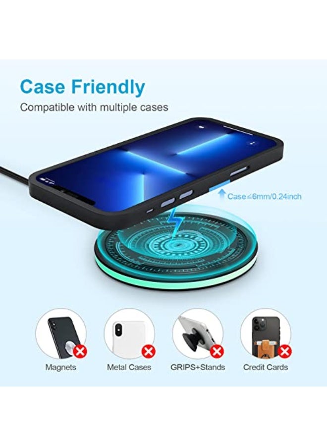 Excefore Wireless Charger,15W Compatible iPhone Charger Wireless, for Galaxy S23 S22 S21 S20 A14 A13 A03S A53 A12 A11 A04S A22 S10 S9,Z Fold5,Z Flip4 iPhone 14 13 12 - Image 4