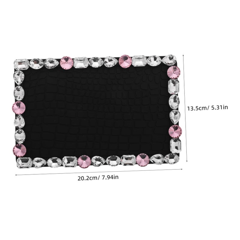 Black Rhinestone Anti Slip Dashboard Mat For Car Phone Keys Durable Rubber Pad Interior Decoration - Image 3