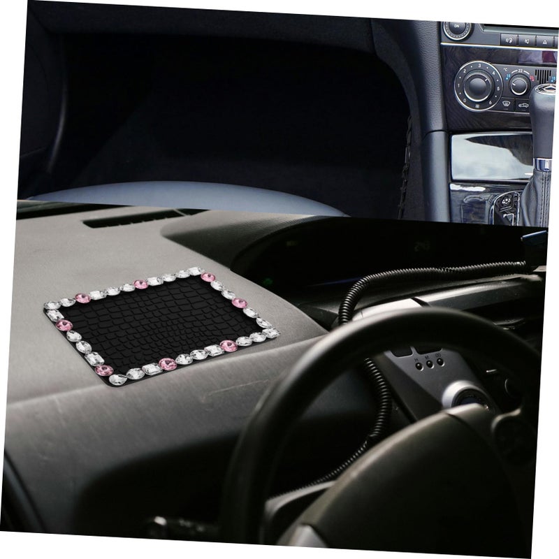 Black Rhinestone Anti Slip Dashboard Mat For Car Phone Keys Durable Rubber Pad Interior Decoration - Image 5