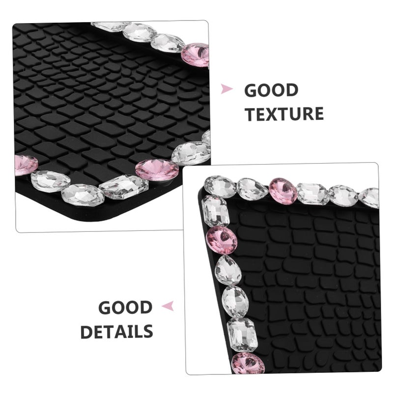 Black Rhinestone Anti Slip Dashboard Mat For Car Phone Keys Durable Rubber Pad Interior Decoration - Image 4