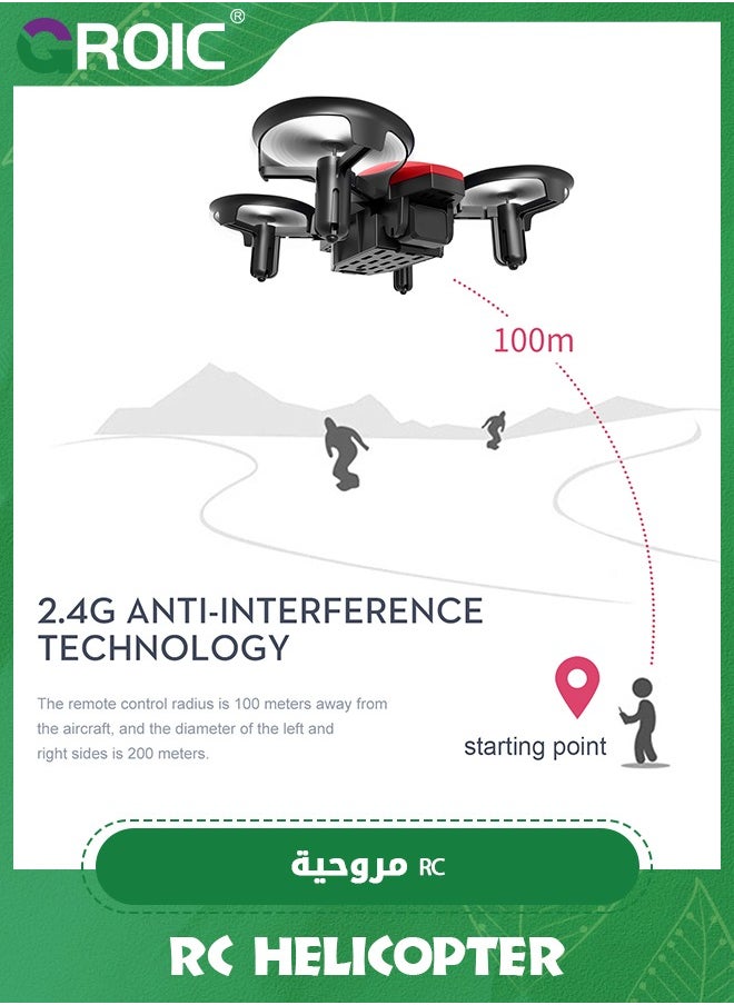 GROIC - Mini Drone for Kids and Beginners RC Nano Quadcopter Indoor Small Helicopter Plane with Auto Hovering, 3D Flips, Headless Mode and Batteries, Great Gift Toy for Boys and Girls, Red - Image 1