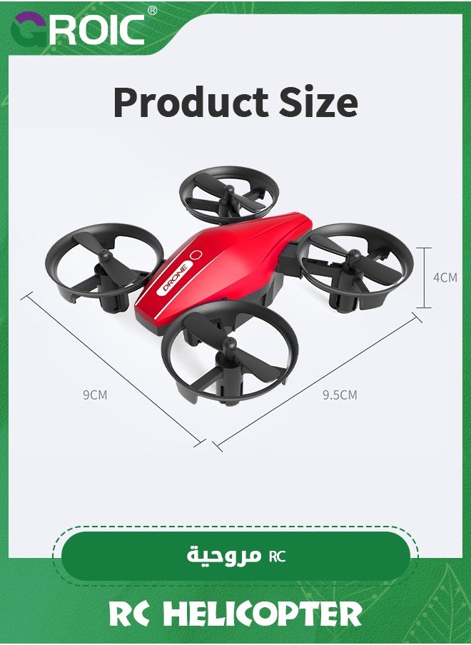 GROIC - Mini Drone for Kids and Beginners RC Nano Quadcopter Indoor Small Helicopter Plane with Auto Hovering, 3D Flips, Headless Mode and Batteries, Great Gift Toy for Boys and Girls, Red - Image 1