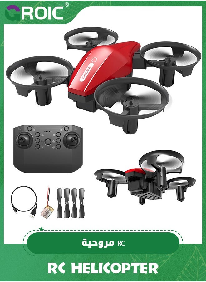 GROIC - Mini Drone for Kids and Beginners RC Nano Quadcopter Indoor Small Helicopter Plane with Auto Hovering, 3D Flips, Headless Mode and Batteries, Great Gift Toy for Boys and Girls, Red - Image 1