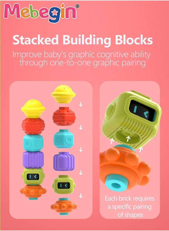 Baby Shape Sorting Toy with Elastic Bands, Sensory Shape Toys for Toddler, Tactile Perception Training Toys with 6pcs Colorful Multisensory Shapes, Multifunctional Developmental Baby Toy, Ideal Toy for Babies on Birthday or Any Holidays