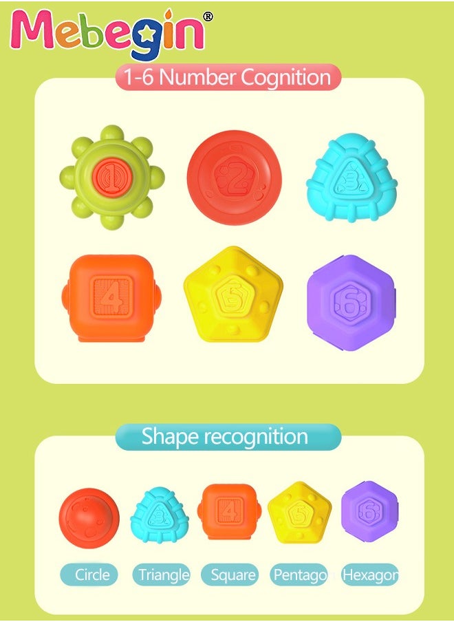MEBEGIN Baby Shape Sorting Toy with Elastic Bands, Sensory Shape Toys for Toddler, Tactile Perception Training Toys with 6pcs Colorful Multisensory Shapes, Multifunctional Developmental Baby Toy, Ideal Toy for Babies on Birthday or Any Holidays  - Image 2