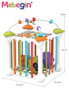 MEBEGIN Baby Shape Sorting Toy with Elastic Bands, Sensory Shape Toys for Toddler, Tactile Perception Training Toys with 6pcs Colorful Multisensory Shapes, Multifunctional Developmental Baby Toy, Ideal Toy for Babies on Birthday or Any Holidays  - Image 3