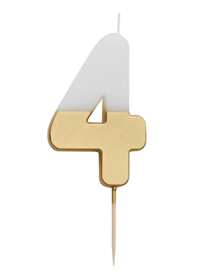 Talking Tables We Heart Birthdays Number Candle 4, Gold.