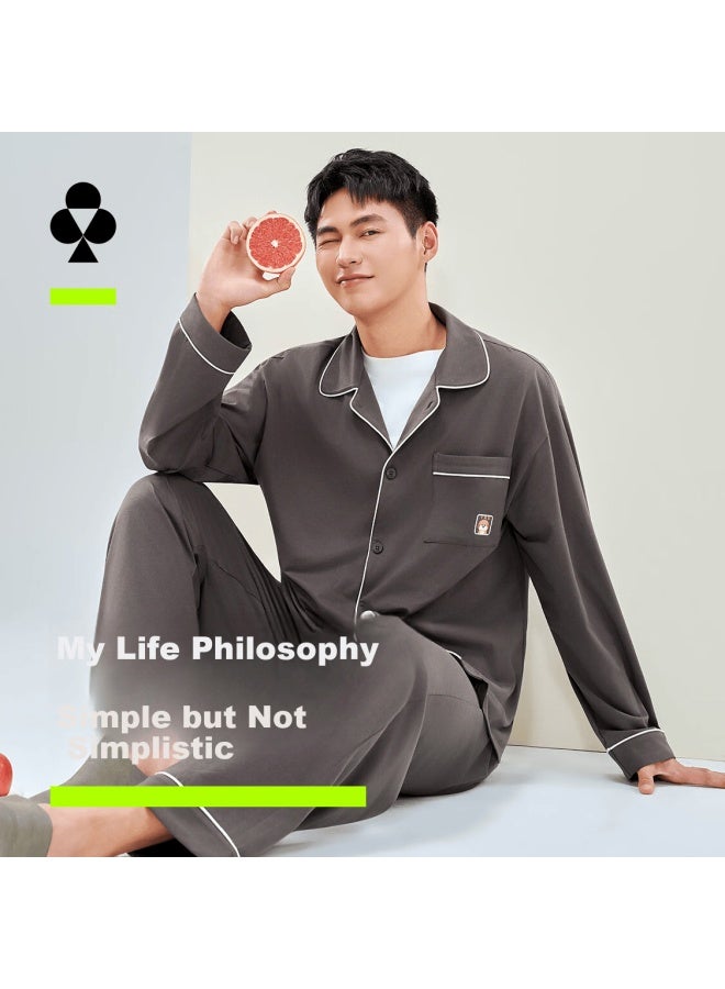 Youkeshu 7a Antibacterial Couples Long Sleeve Anti-mite Pajama Set For Men And Women New Homewear - Image 3