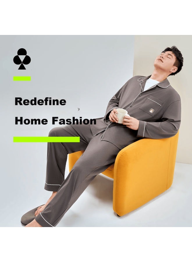 Youkeshu 7a Antibacterial Couples Long Sleeve Anti-mite Pajama Set For Men And Women New Homewear - Image 5