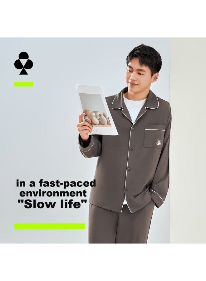Youkeshu 7a Antibacterial Couples Long Sleeve Anti-mite Pajama Set For Men And Women New Homewear - Image 4