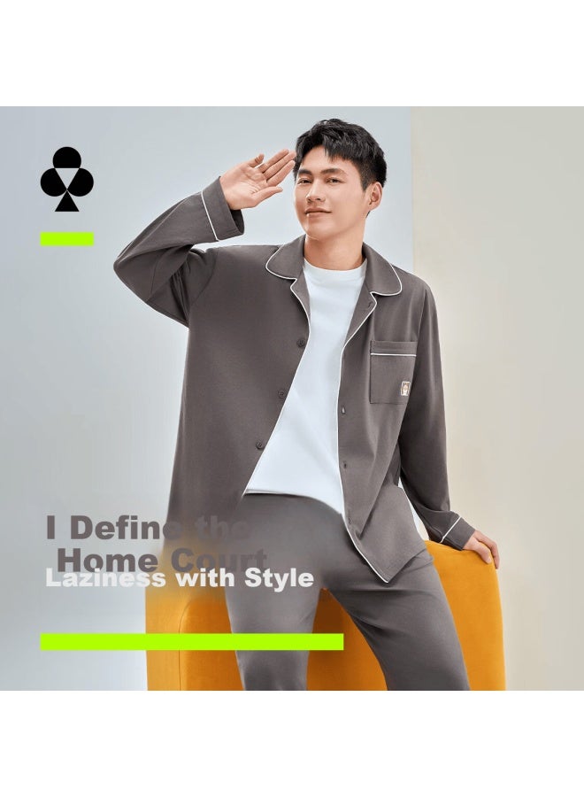 Youkeshu 7a Antibacterial Couples Long Sleeve Anti-mite Pajama Set For Men And Women New Homewear - Image 1