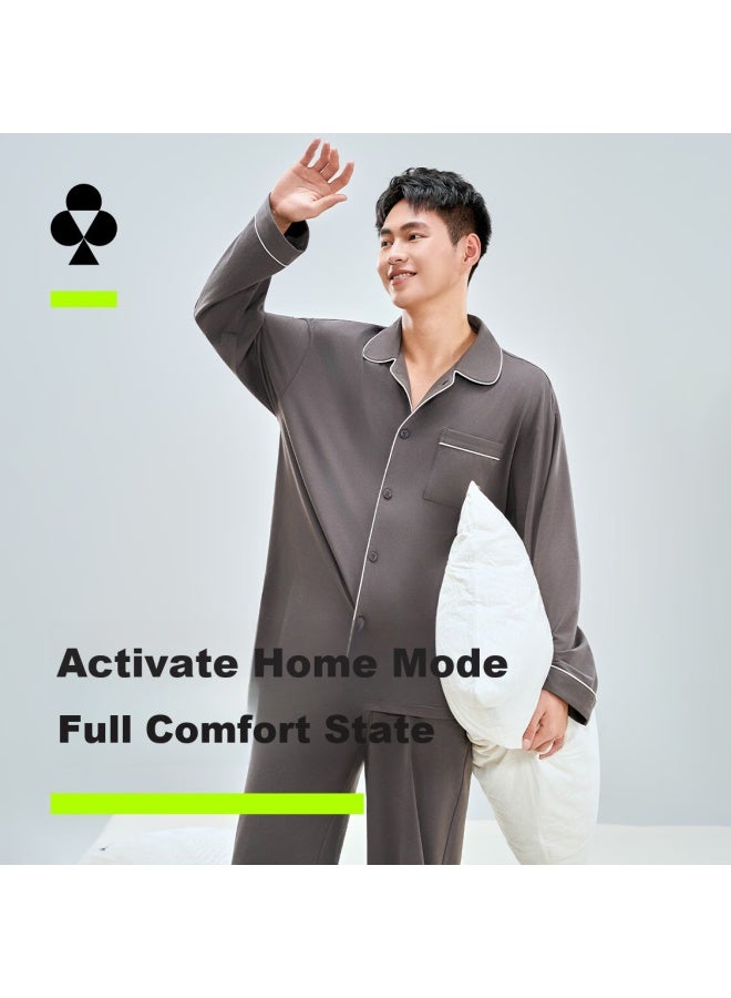 Youkeshu 7a Antibacterial Couples Long Sleeve Anti-mite Pajama Set For Men And Women New Homewear - Image 2