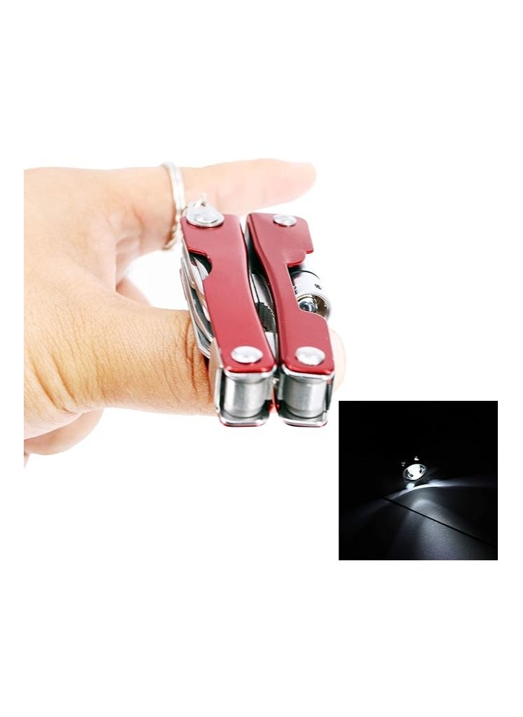 Generic - JIUMX Mini 8-In-1 Stainless Multitool Pliers,EDC Portable KeyChain,Multi Sets Useful Tools With Flashlight for Outdoor Camping, Hiking,Cycling - Image 1