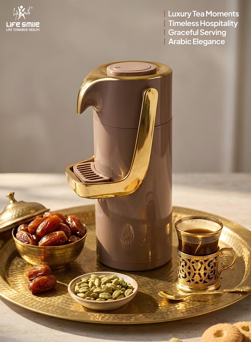 Life Smile موزع الشاي الفاخر بتقنية الشفط Life Smile سعة 1.9 لتر مع نظام قفل ذكي - مقاوم للتسرب، قاعدة دوارة وزجاج داخلي وردي - Image 5