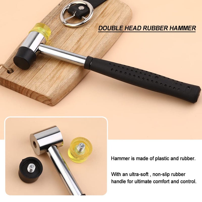 Yizzvb 10 Pcs Leather Hole Punch Tool Set, 0.5mm-3.5mm Round Hole Punch Working Tools with Double Head Plastic and Rubber Hammer for Belts, Canvas, Watch Band, and Other Projects - Image 5
