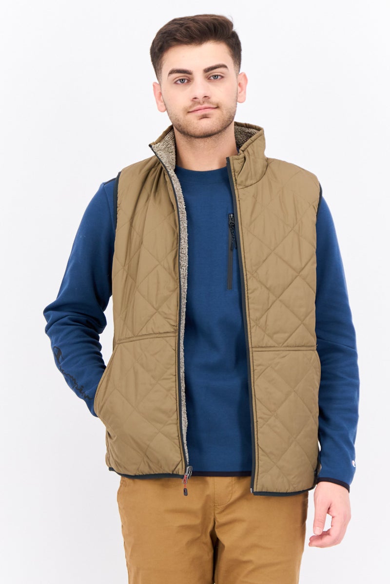 Free Country Men Quilted Vest Jacket, Dark Brown - Image 1