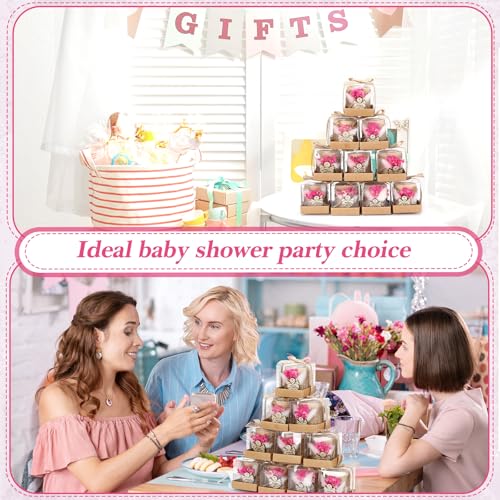 Mtlee مجموعة شموع المعمودية MTLEE 20 مجموعة هدايا للضيوف حوامل شموع خشبية مع شموع تيلايت بطاقات وصناديق هدايا للمعمودية حفلات الزفاف حفلات استقبال الأطفال تذكارات (وردي، طفل)  - Image 4