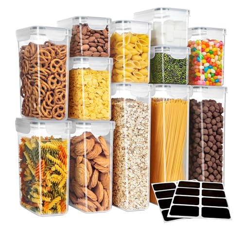 Mr Siga MR.SIGA 16 Pack Airtight Food Storage Container Set, BPA Free Kitchen Pantry Organization, Kitchen Canisters for Cereal, Spaghetti, includes 24 Reusable Sticker Labels - Image 1