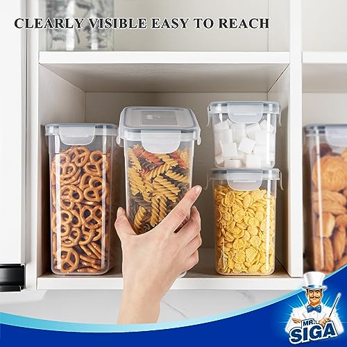 Mr Siga MR.SIGA 16 Pack Airtight Food Storage Container Set, BPA Free Kitchen Pantry Organization, Kitchen Canisters for Cereal, Spaghetti, includes 24 Reusable Sticker Labels - Image 5